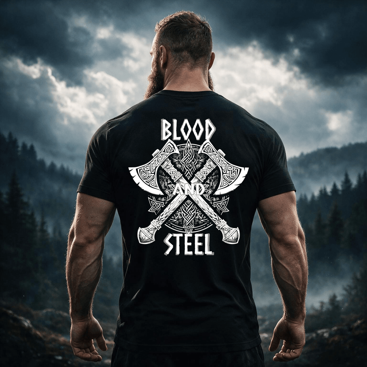 Blood and Steel Backprint - Premium Herren T-Shirt
