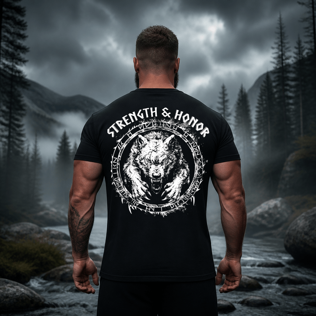 Stärke und Ehre Backprint - Premium Herren T-Shirt