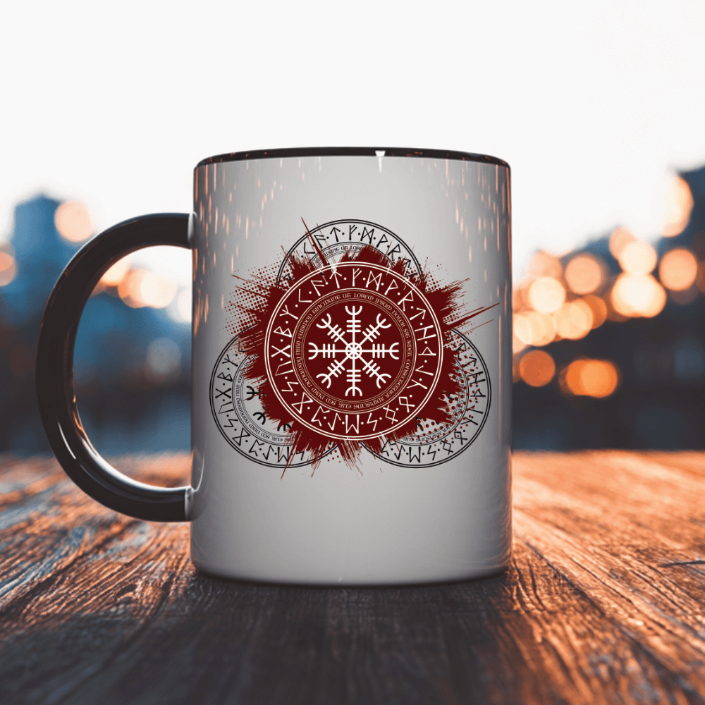 Vegvisir Runenkreise - Keramiktasse 325 ml