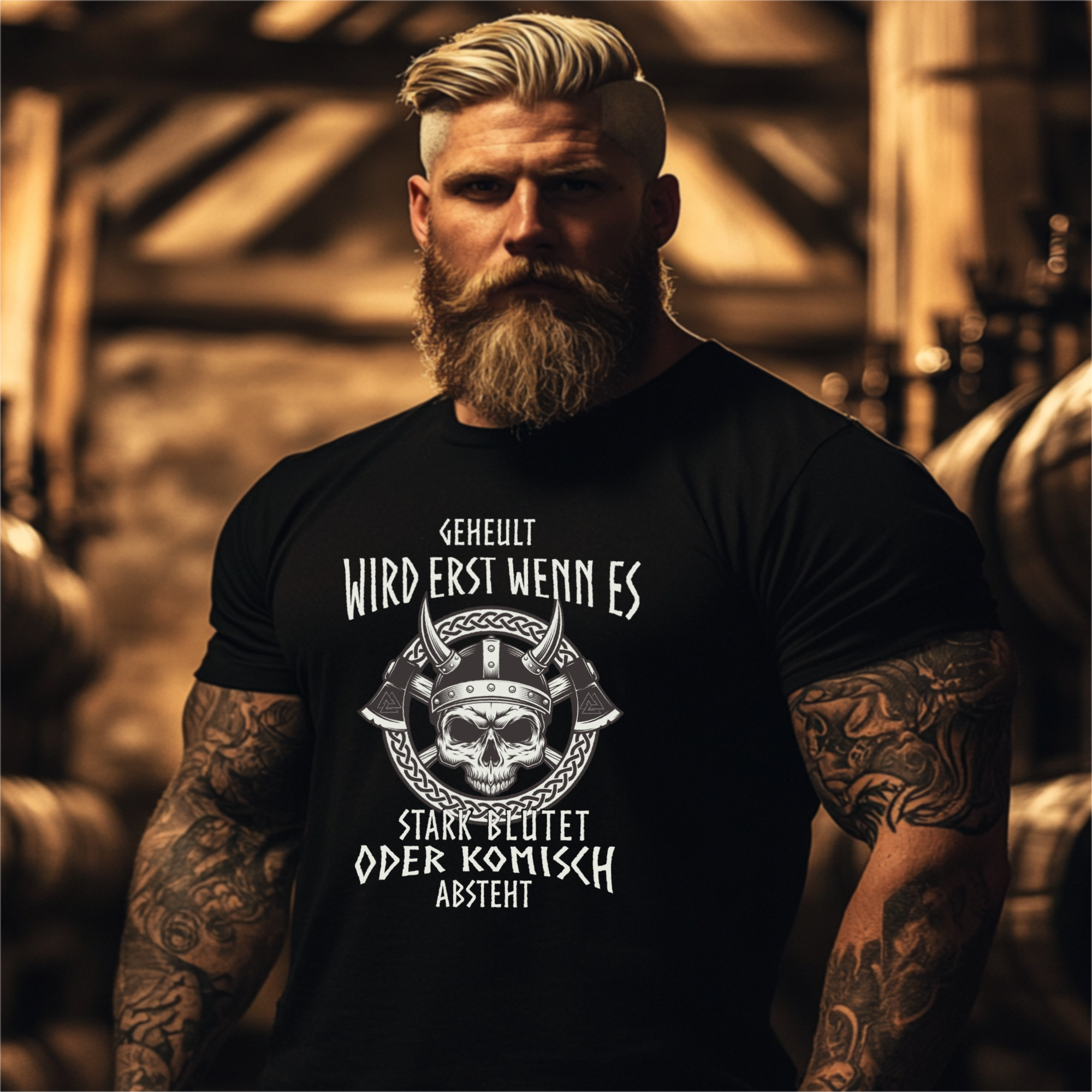Geheult wird erst wenn es stark Blutet - Wikinger T-Shirt