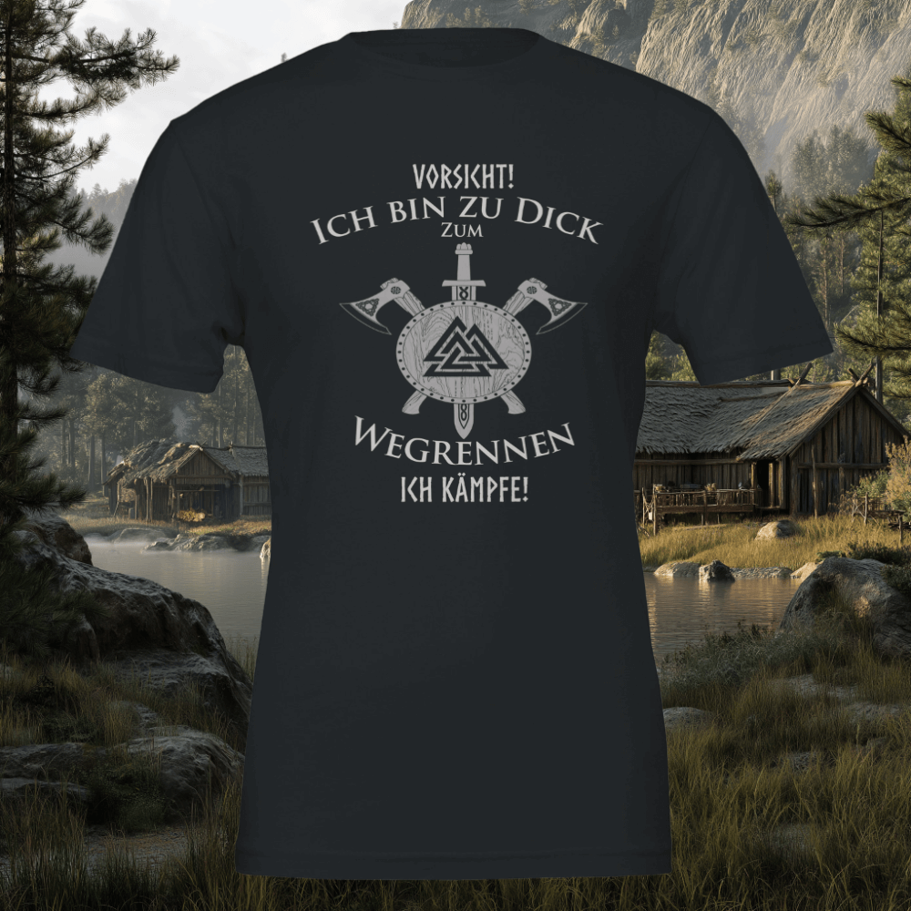 Ich bin zu dick zum wegrennen Wikinger T-Shirt