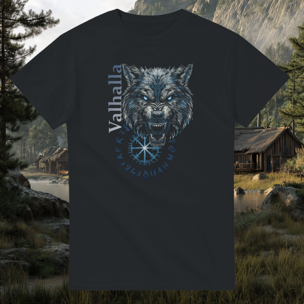 Valhalla Wolf mit Vegvisir T-Shirt