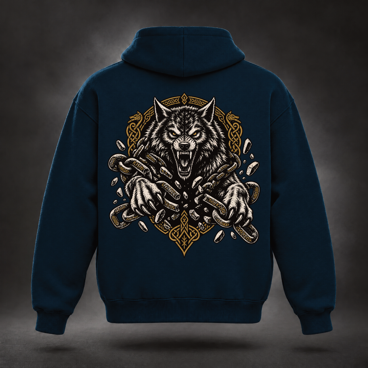 Fenrir Unchained – Hoodie mit Wolf-Backprint