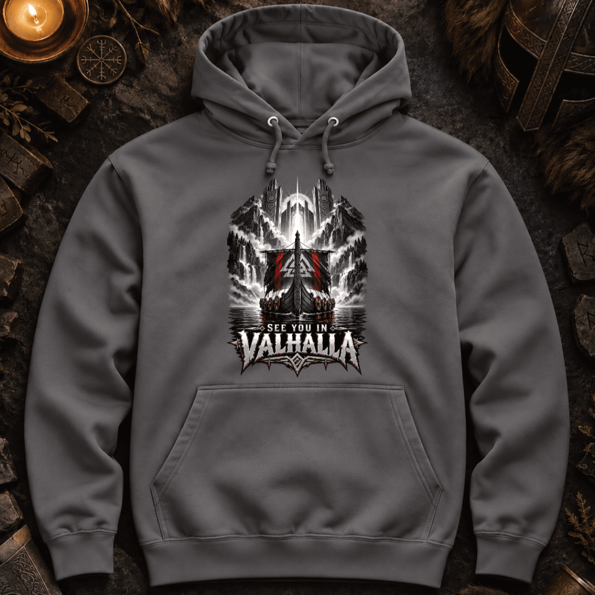 See you in Valhalla - Herren Hoodie (Frontprint)