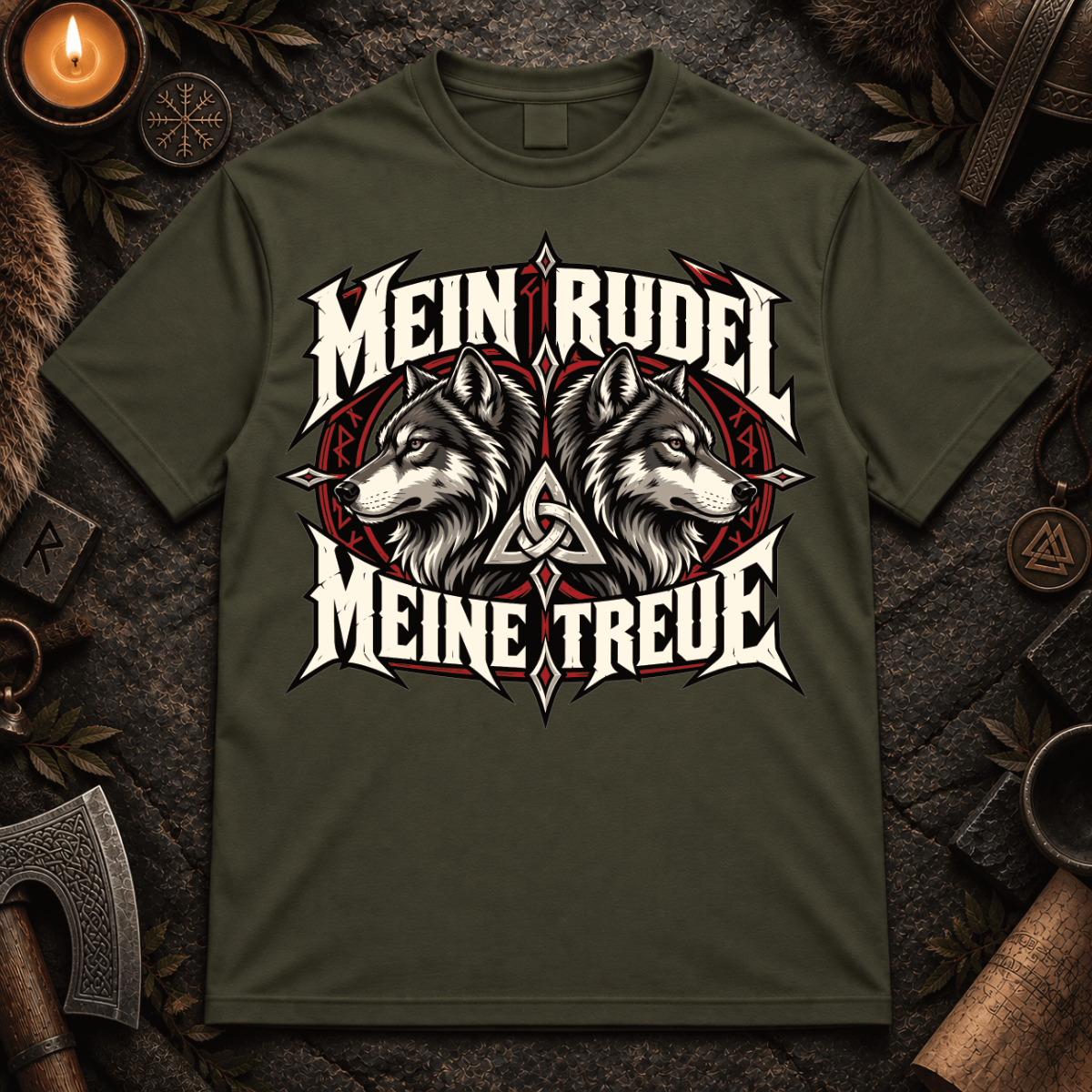 Mein Rudel meine Treue - Herren T-Shirt Frontprint