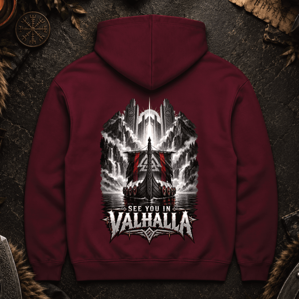 See you in Valhalla - Herren Hoodie (Backprint)