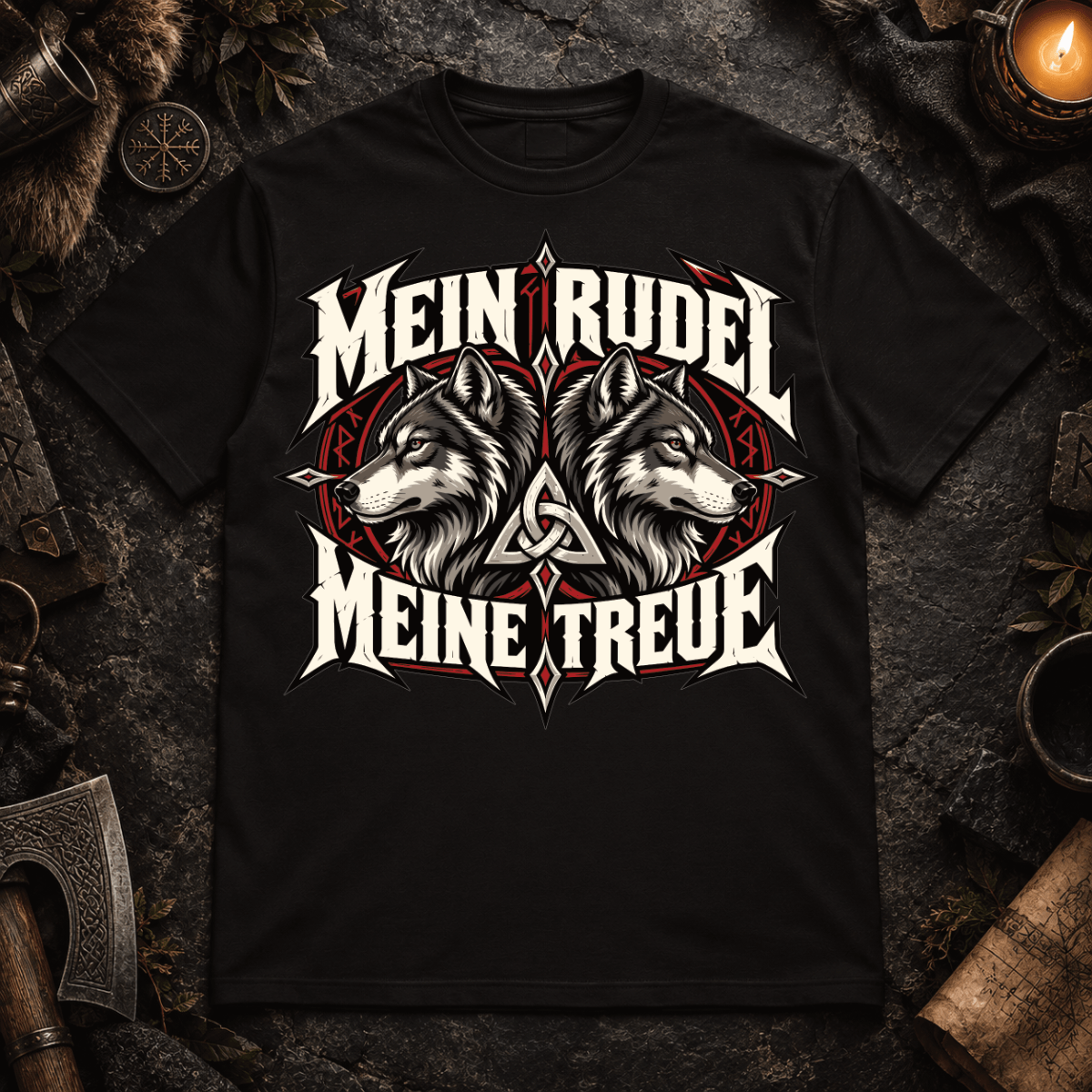 Mein Rudel meine Treue - Herren T-Shirt Frontprint