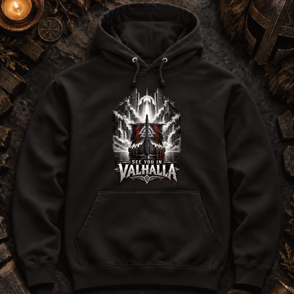 See you in Valhalla - Herren Hoodie (Frontprint)