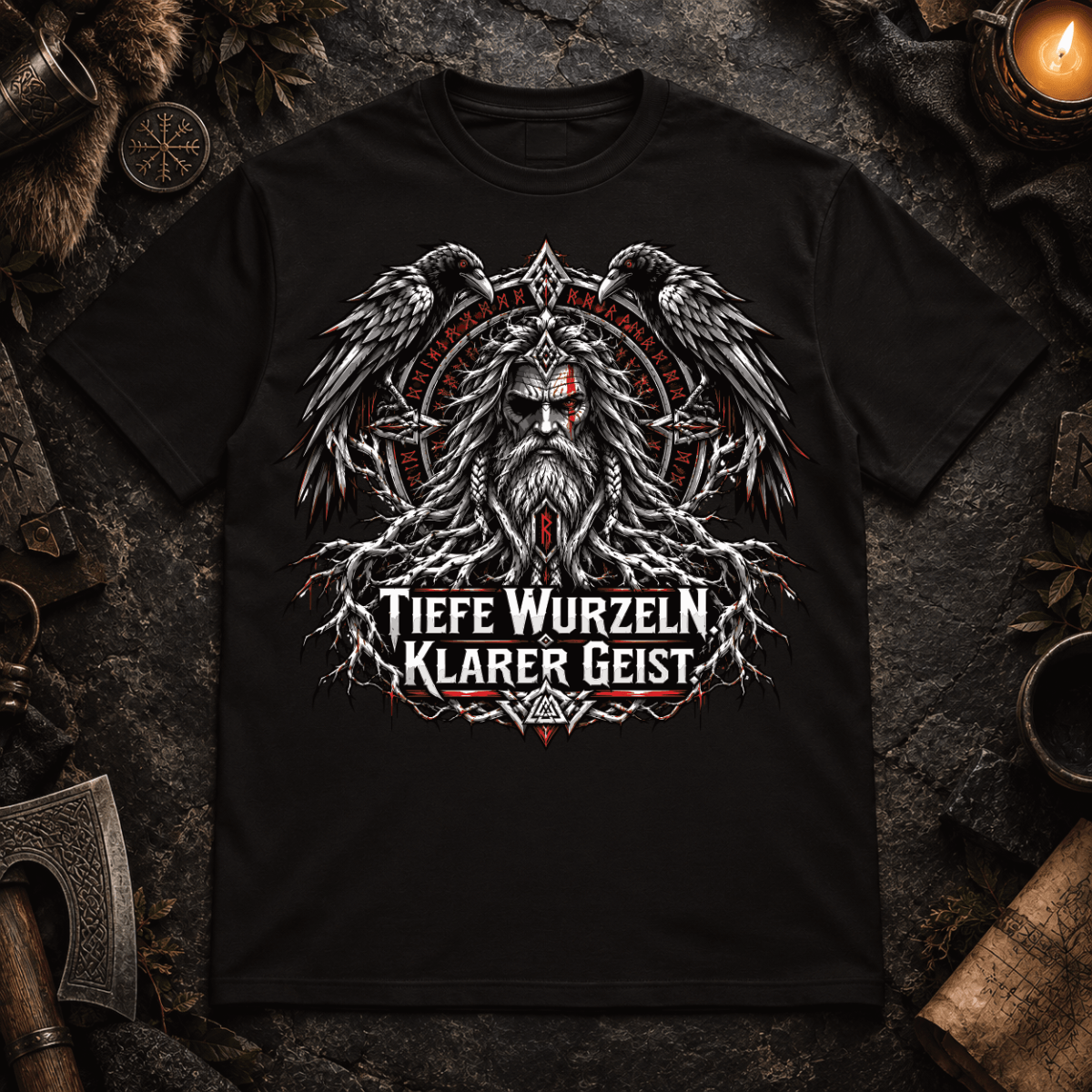 Herren T-Shirt Odin - Tiefe Wurzeln, klarer Geist